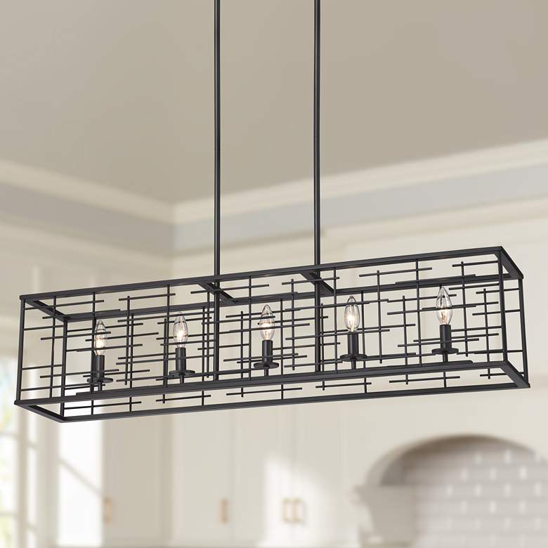 Image 1 Pascal 40" Wide 5-Light Bronze Island Pendant