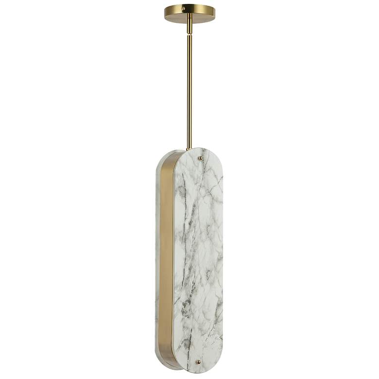 Image 1 Pascal 5" Wide Aged Brass Finish Pendant w/ Alabaster Shade