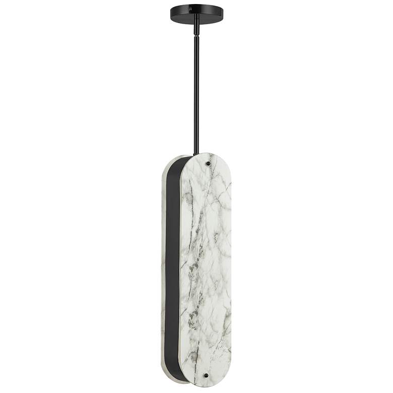 Image 1 Pascal 5" Wide Matte Black Finish Pendant w/ Alabaster Shade