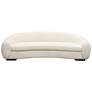 Pascal 97" Wide Bone Boucle Contoured Curved Sofa in scene