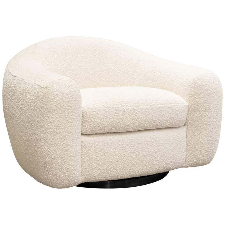 Image 1 Pascal Bone Boucle Contoured Curved Swivel Accent Chair