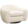 Pascal Bone Boucle Contoured Curved Swivel Accent Chair