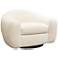 Pascal Bone Boucle Contoured Curved Swivel Accent Chair