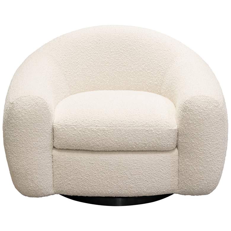 Image 4 Pascal Bone Boucle Contoured Curved Swivel Accent Chair more views
