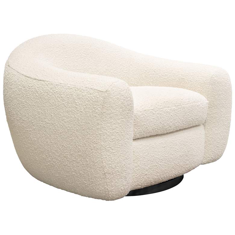 Image 5 Pascal Bone Boucle Contoured Curved Swivel Accent Chair more views