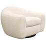 Pascal Bone Boucle Contoured Curved Swivel Accent Chair