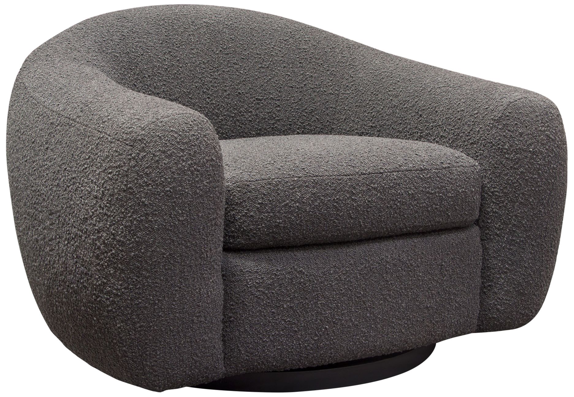 Pascal Charcoal Boucle Contoured Curved Swivel Accent Chair