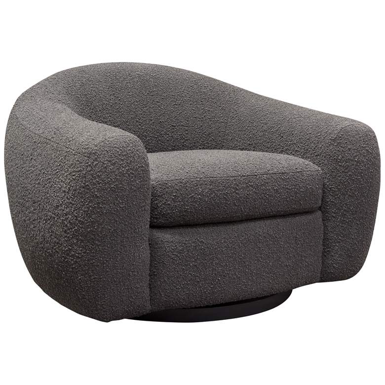Image 1 Pascal Charcoal Boucle Contoured Curved Swivel Accent Chair