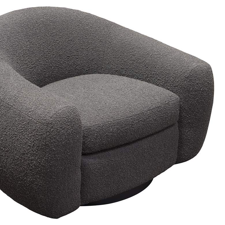 Image 5 Pascal Charcoal Boucle Contoured Curved Swivel Accent Chair more views