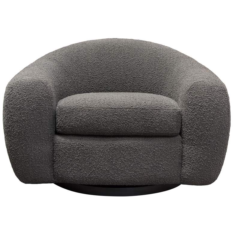 Image 6 Pascal Charcoal Boucle Contoured Curved Swivel Accent Chair more views