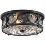 Paseo 17" Wide Hammered Glass Matte Black Outdoor Ceiling Light