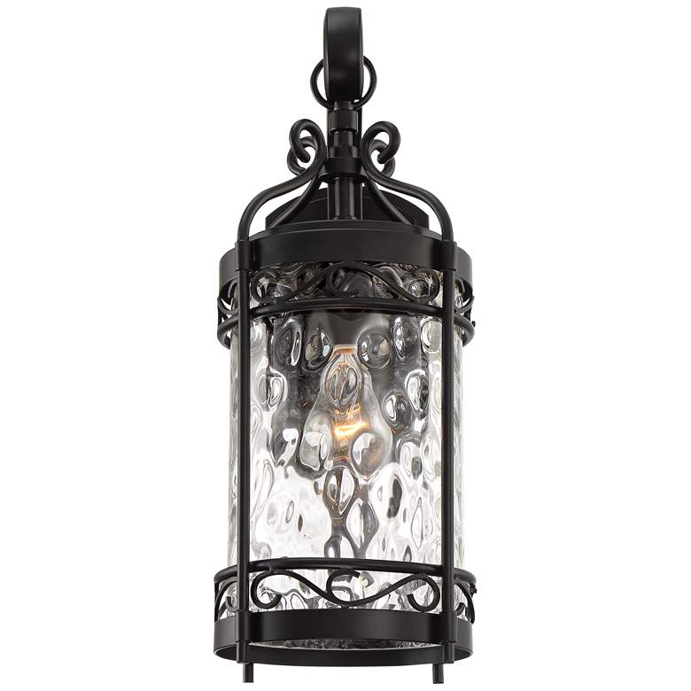 Image 4 Paseo 19" High Hammered Glass Matte Black Outdoor Wall Light more views