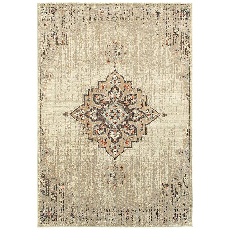 Pasha 072J2 5&#39;3&quot;x7&#39;6&quot; Ivory and Brown Area Rug