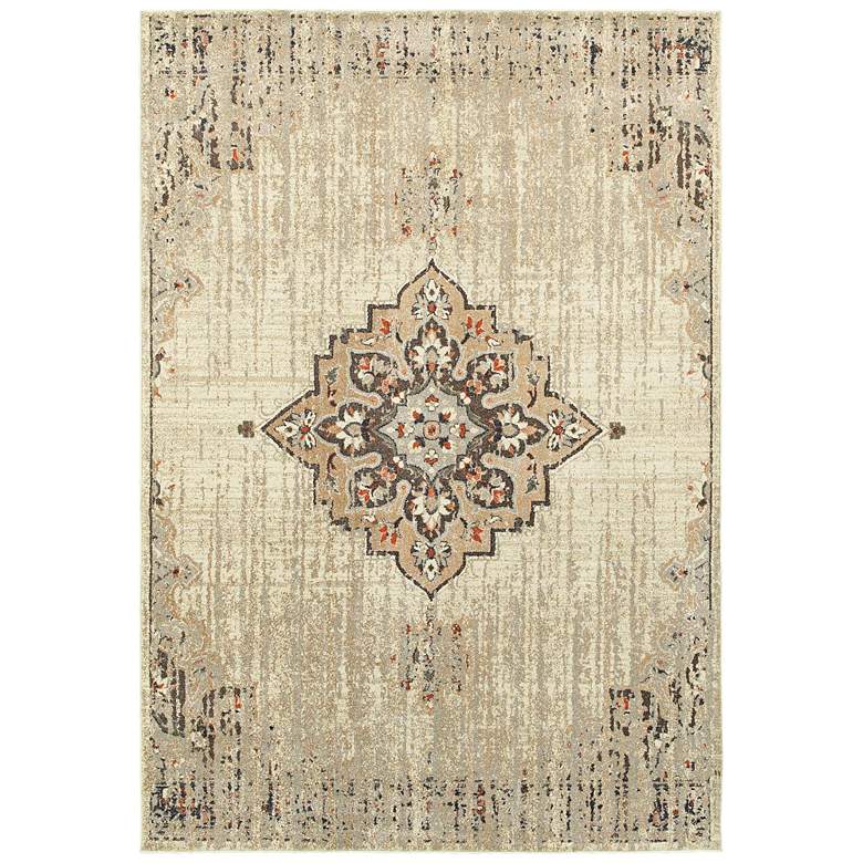 Image 1 Pasha 072J2 5'3"x7'6" Ivory and Brown Area Rug