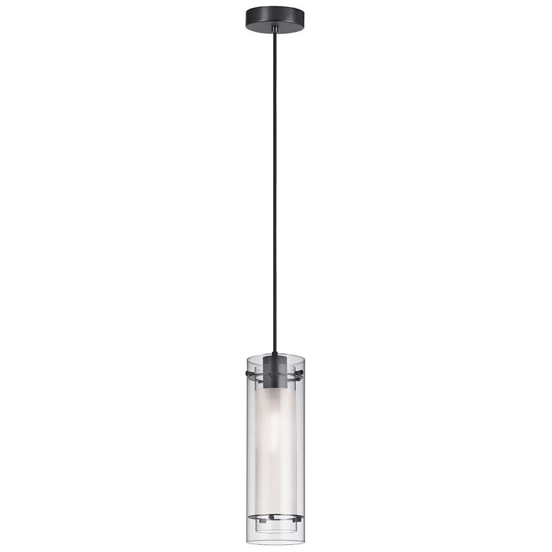Image 1 Pasha 5 inch Wide Matte Black Pendant With Clear/Frosted Glass