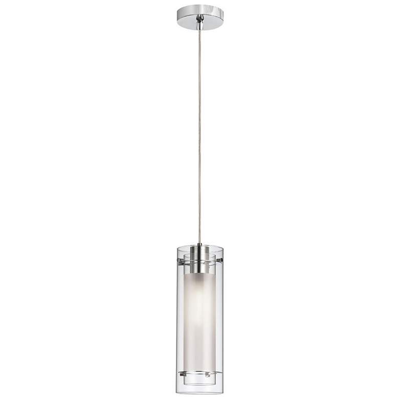 Image 1 Pasha 5 inch Wide Polished Chrome Pendant With Clear/Frosted Glass