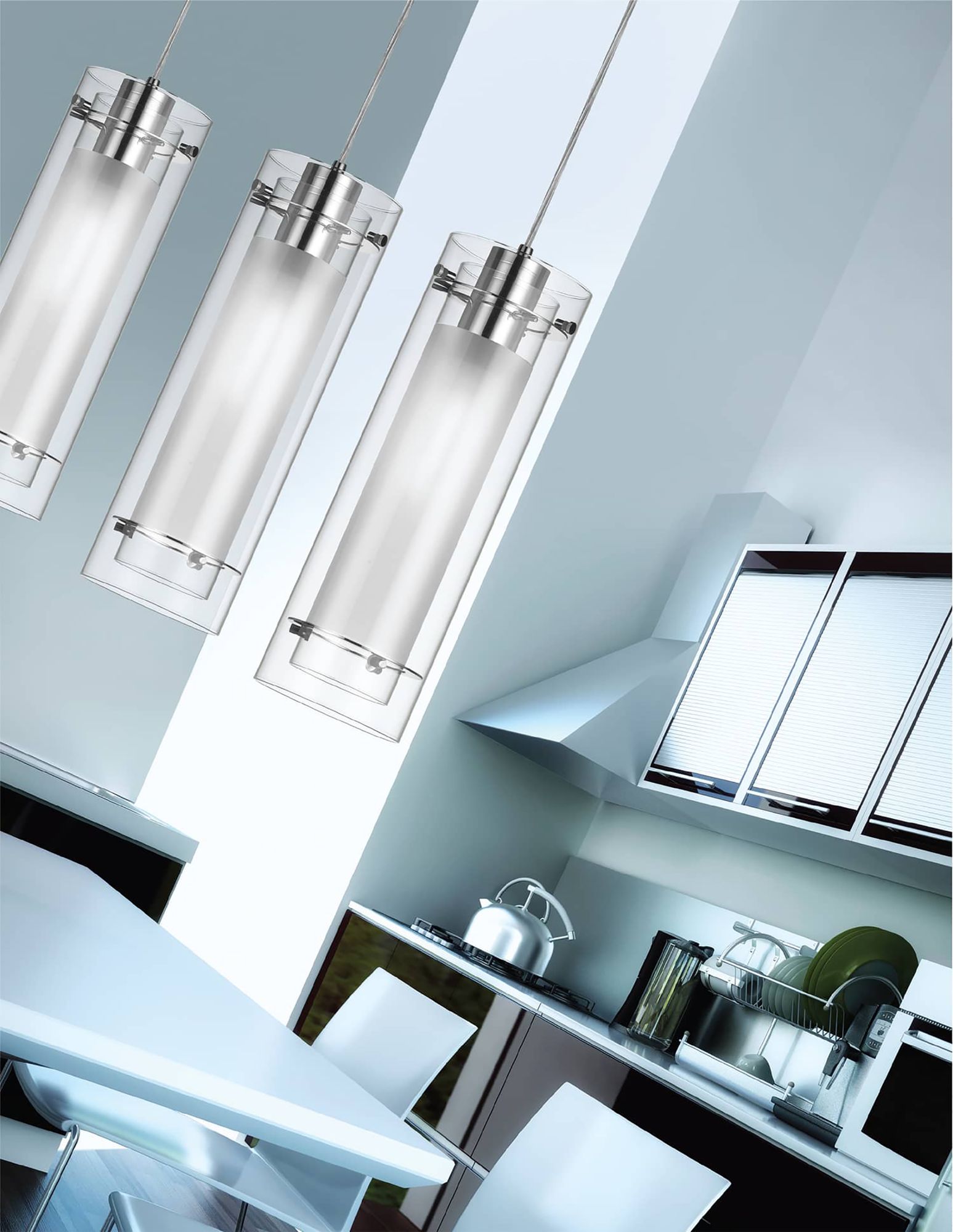 Image 2 Pasha 5" Wide Polished Chrome Pendant With Clear/Frosted Glass more views