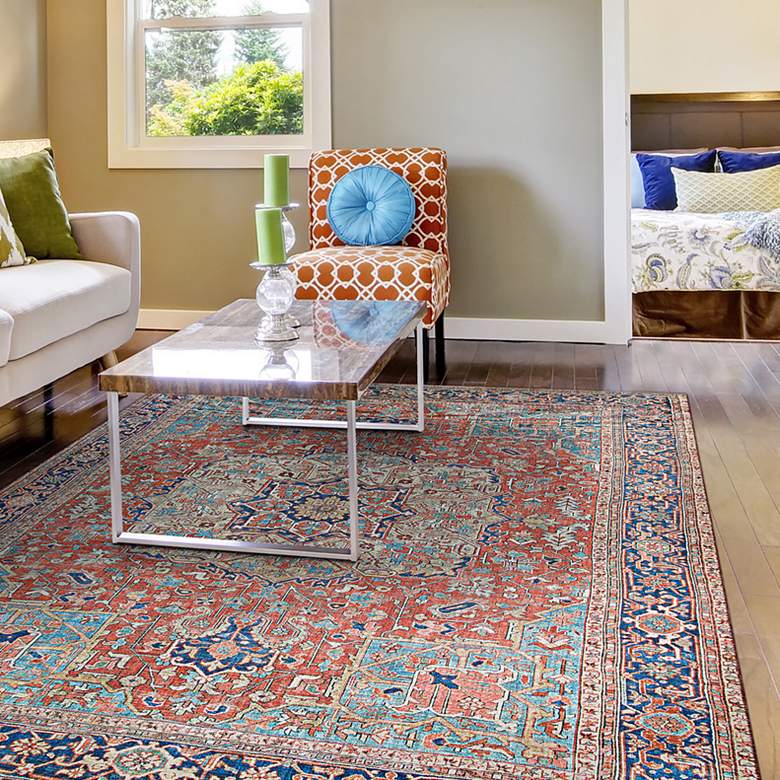 Image 1 Pasha Heriz 5'x8' Ruby Multi-Color Indoor Area Rug