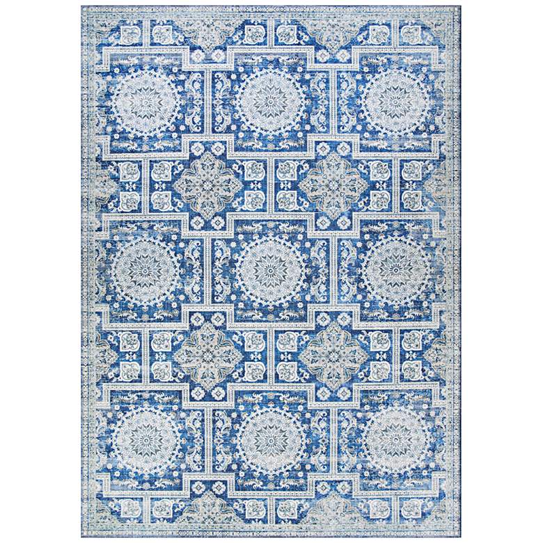 Image 2 Pasha Sari 5'x8' Sapphire Ivory Indoor Area Rug