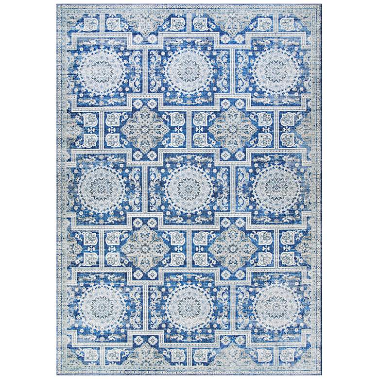 Image 2 Pasha Sari 5&#39;x8&#39; Sapphire Ivory Indoor Area Rug