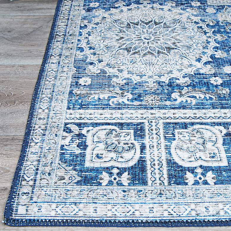 Image 3 Pasha Sari 5&#39;x8&#39; Sapphire Ivory Indoor Area Rug more views