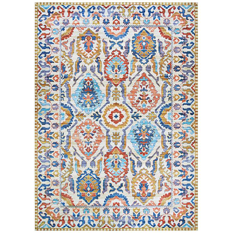Image 2 Pasha Tribal 5'x8' Multi-Color Ivory Indoor Area Rug
