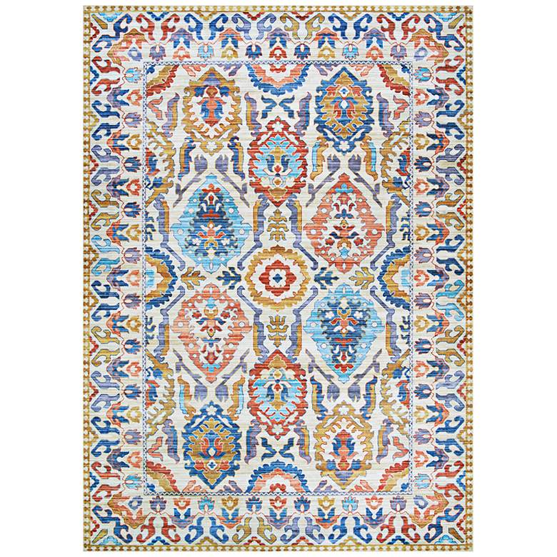 Image 2 Pasha Tribal 5&#39;x8&#39; Multi-Color Ivory Indoor Area Rug