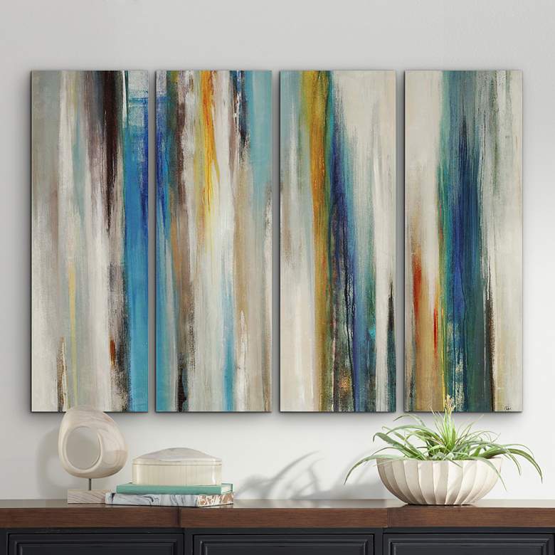 Image 1 Passage Abstract Brushstrokes 30 inch High 4-Panel Wall Art