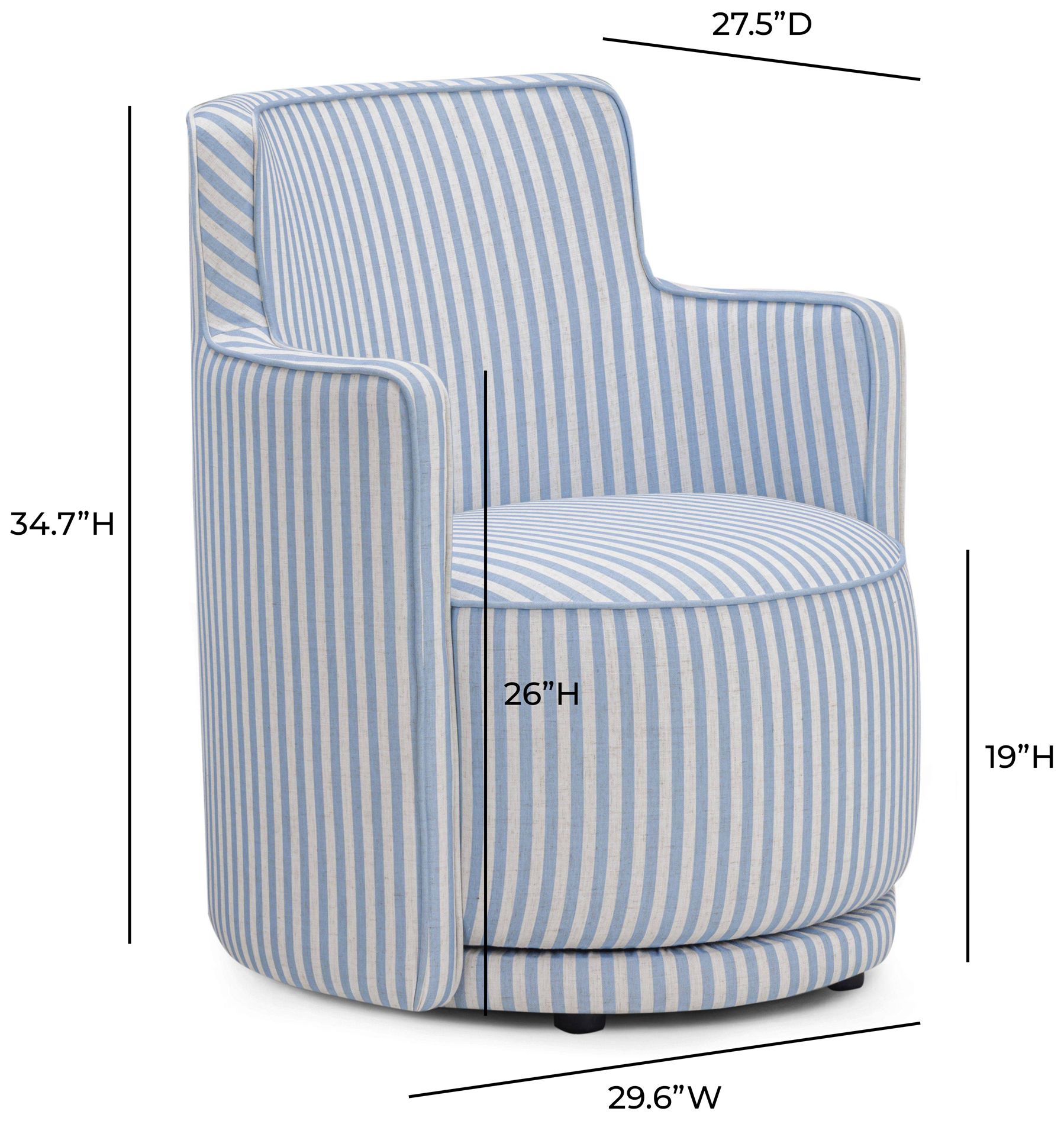 Passe in Blue Stripes Swivel Chair