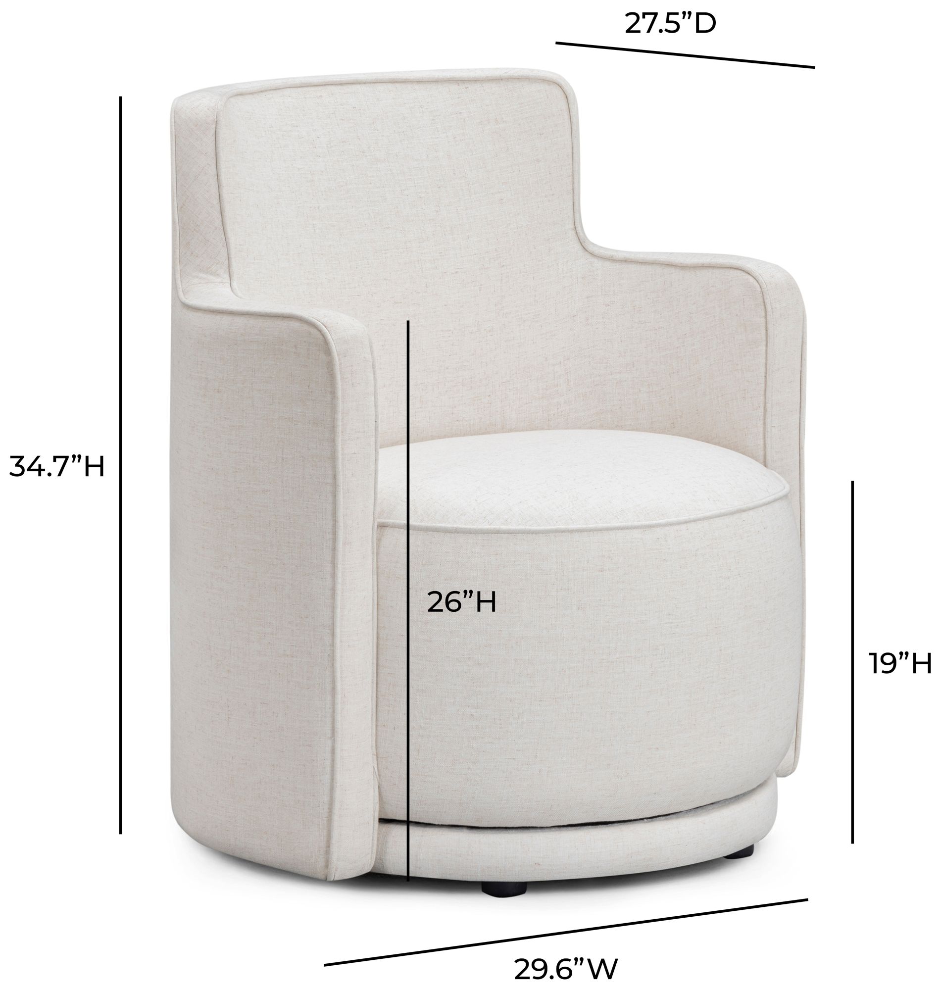 Image 6 Passe in Upcylced Cream Linen Swivel Chair more views