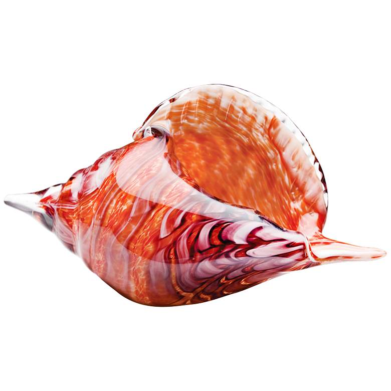 Image 1 Passion Red Glass 9 1/2 inch Wide Seashell Figurine