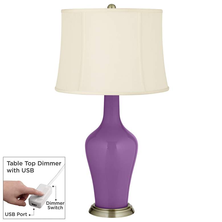 Image 1 Passionate Purple Anya Table Lamp with Dimmer