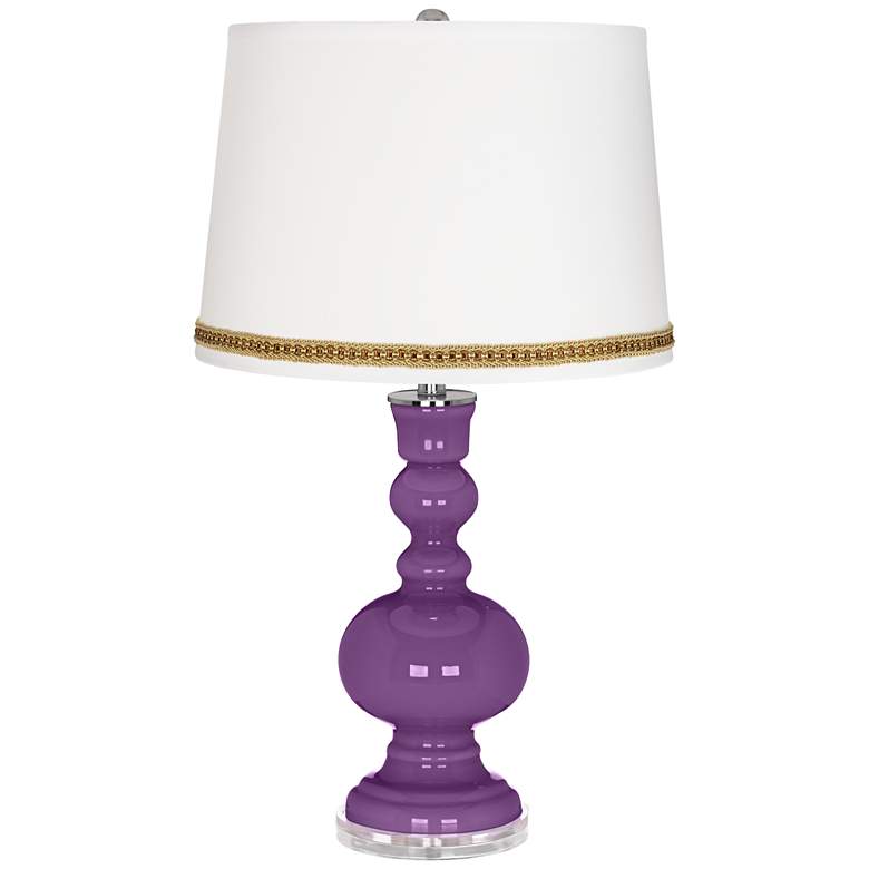 Image 1 Passionate Purple Apothecary Table Lamp with Braid Trim