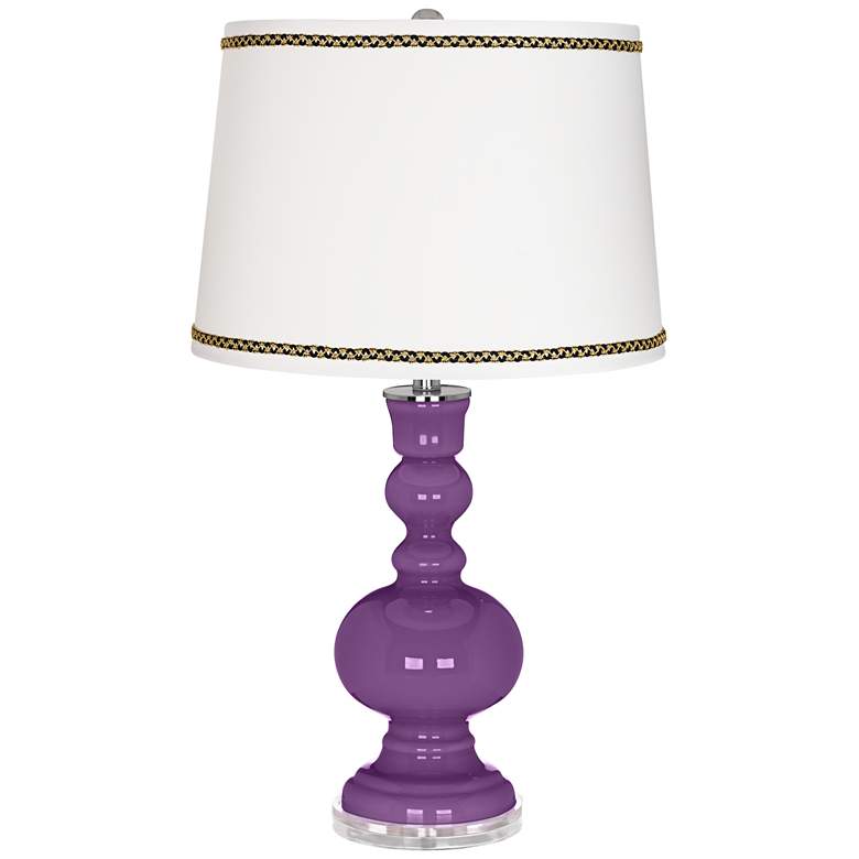 Image 1 Passionate Purple Apothecary Table Lamp with Ric-Rac Trim