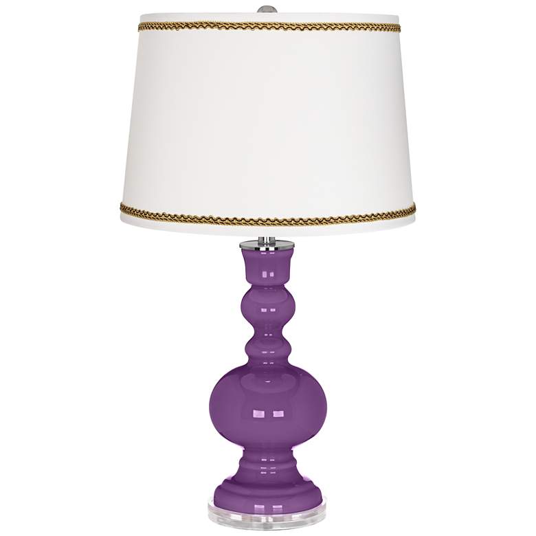 Image 1 Passionate Purple Apothecary Table Lamp with Twist Scroll Trim