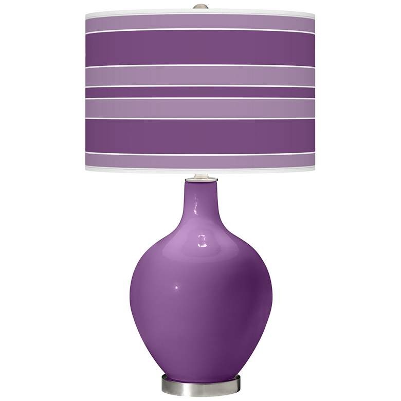 Image 1 Passionate Purple Bold Stripe Ovo Table Lamp