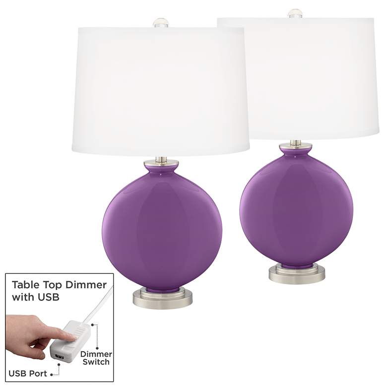 Image 1 Passionate Purple Carrie Table Lamp Set of 2 with Dimmers