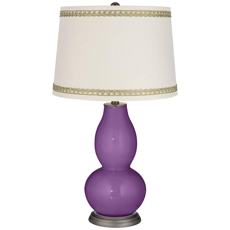Image 1 Passionate Purple Double Gourd Lamp with Rhinestone Lace Trim