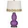 Passionate Purple Double Gourd Table Lamp with Vine Lace Trim