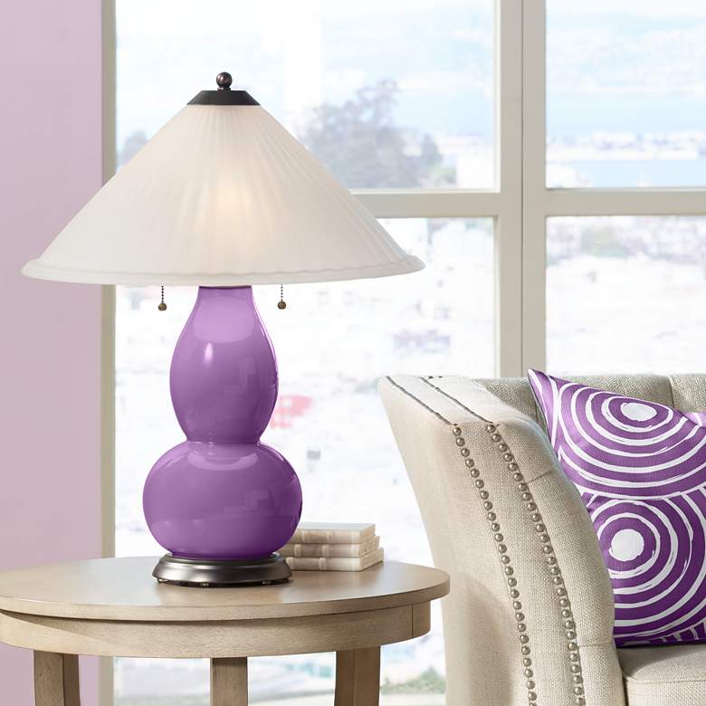 Image 1 Passionate Purple Fulton Table Lamp with Fluted Glass Shade