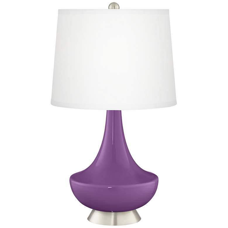 Image 2 Passionate Purple Gillan Glass Table Lamp with Dimmer