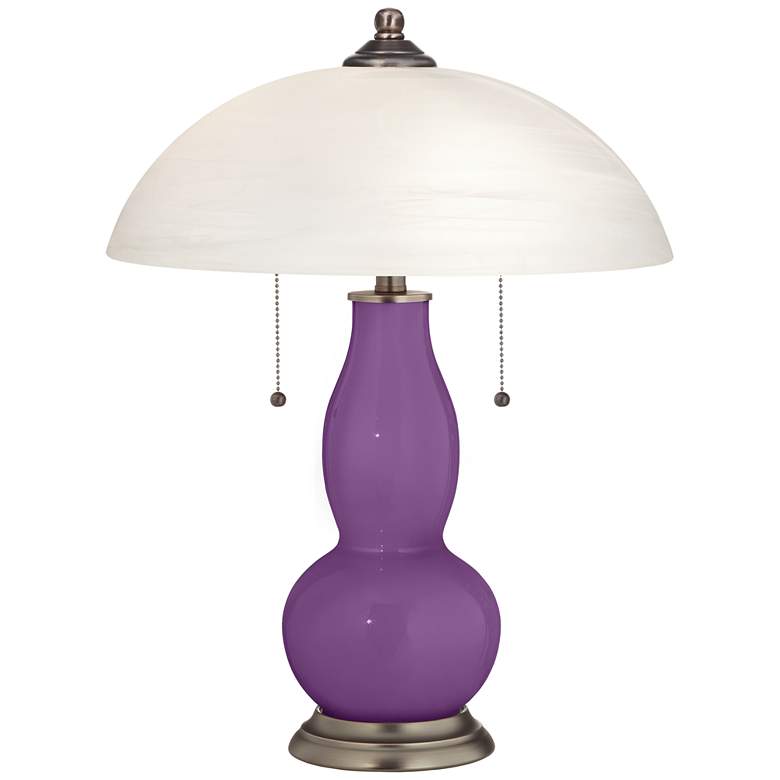 Passionate Purple Gourd-Shaped Table Lamp with Alabaster Shade