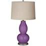 Passionate Purple Linen Drum Shade Double Gourd Table Lamp