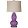 Passionate Purple Linen Drum Shade Double Gourd Table Lamp