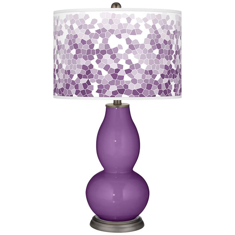 Image 1 Passionate Purple Mosaic Giclee Double Gourd Table Lamp