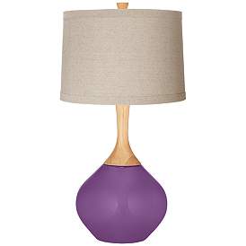 Image1 of Passionate Purple Natural Linen Drum Shade Wexler Table Lamp