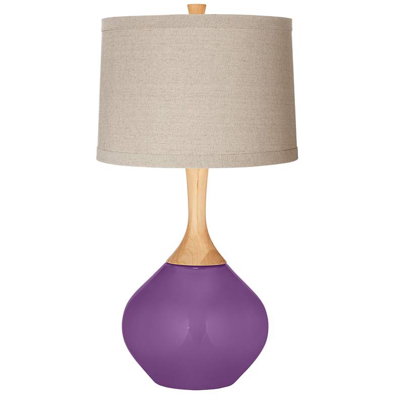 Image 1 Passionate Purple Natural Linen Drum Shade Wexler Table Lamp