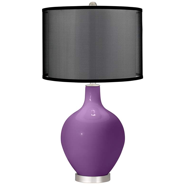 Image 1 Passionate Purple Ovo Table Lamp with Organza Black Shade