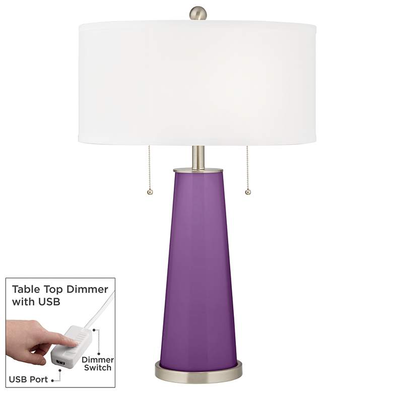 Image 1 Passionate Purple Peggy Glass Table Lamp With Dimmer
