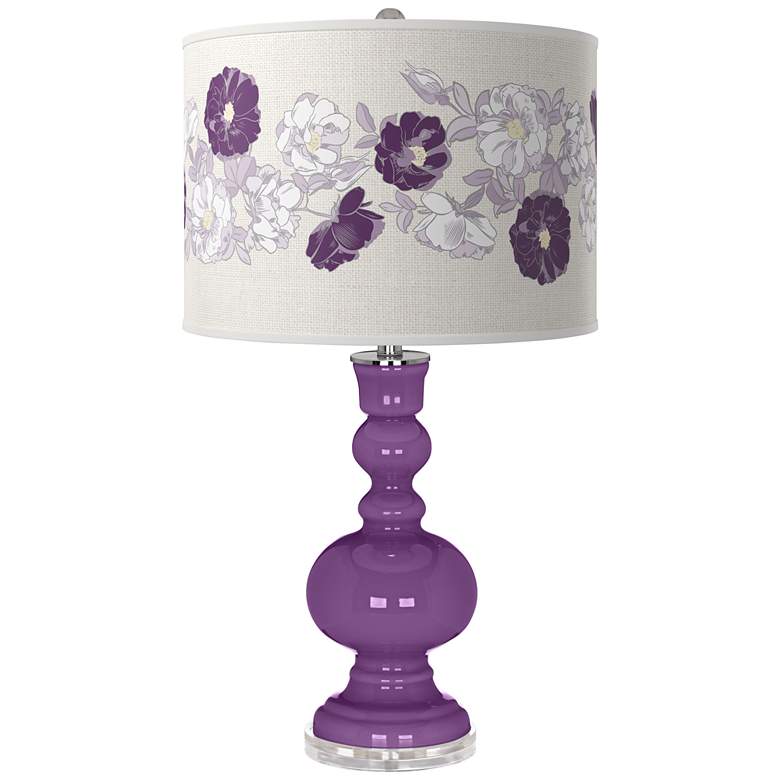 Image 1 Passionate Purple Rose Bouquet Apothecary Table Lamp
